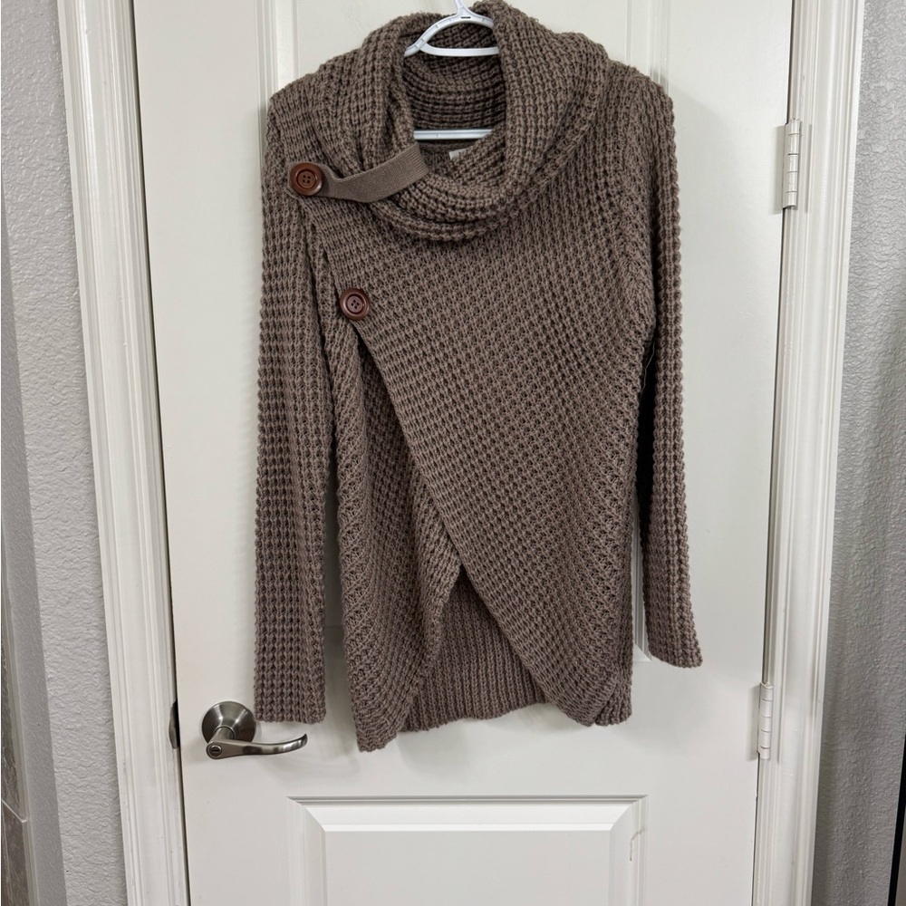 Miracle Taupe Cowl Neck Sweater